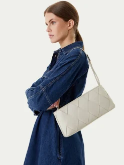 Borsetta Ck Woven Elongated Shoulder Bag K60K612992 Bianco