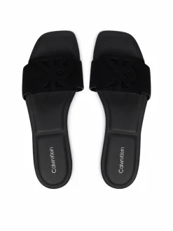 Ciabatte Square Flat Sndl Embl Suede HW0HW03055 Nero