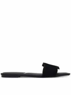 Ciabatte Square Flat Sndl Embl Suede HW0HW03055 Nero