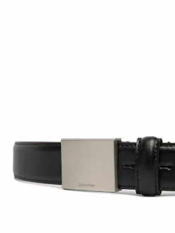 Cintura da uomo Logo Plaque Smooth 32Mm LV04D7030G Nero