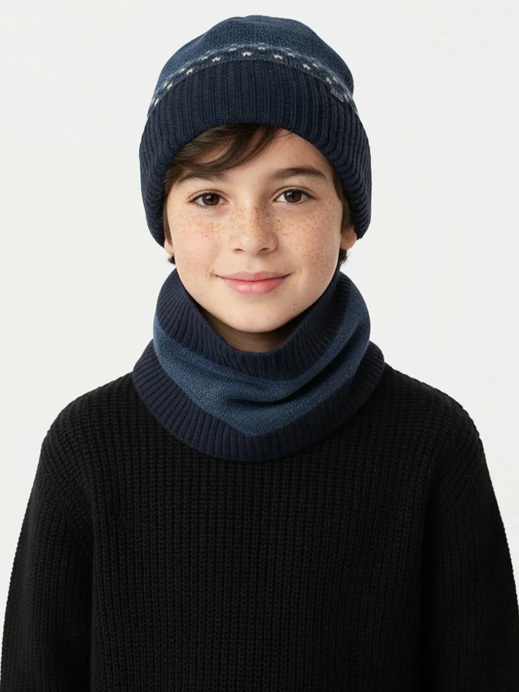 Completo cappello e scaldacollo 10069 Blu scuro