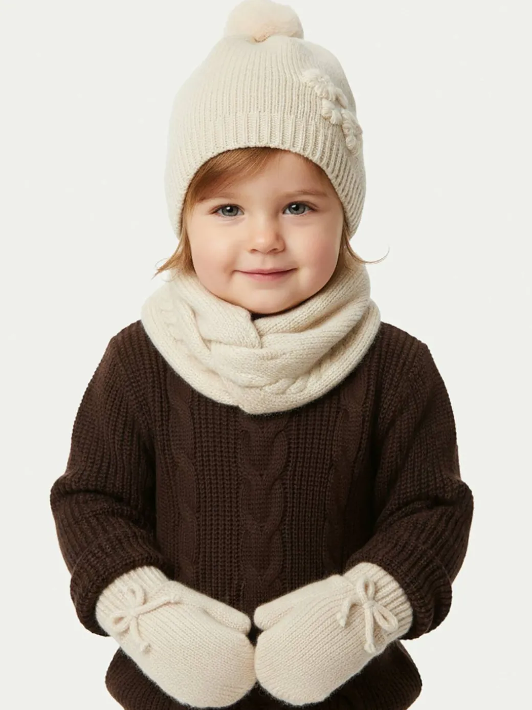 Completo cappello, scaldacollo e guanti 10019 Beige