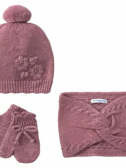 Completo cappello, scaldacollo e guanti 10019 Rosa