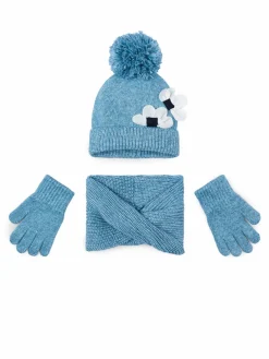 Completo cappello, scaldacollo e guanti 10071 Blu