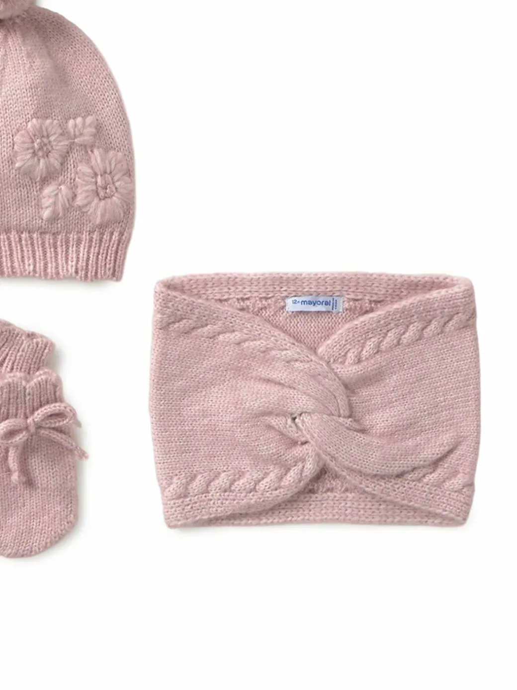Completo cappello, scaldacollo e guanti 10019 Rosa