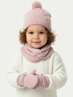 Completo cappello, scaldacollo e guanti 10019 Rosa