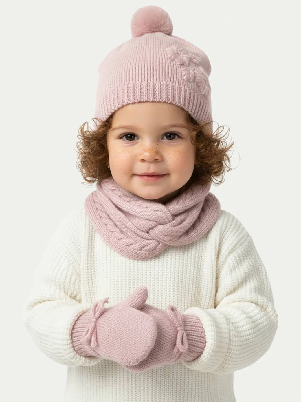 Completo cappello, scaldacollo e guanti 10019 Rosa