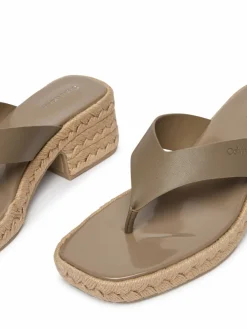 Infradito Block Heel Espa 50 Thong Lth HW0HW02902 Marrone