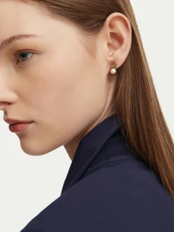 Orecchini LOGO AND PEARL STUD EARRINGS 184421 Oro