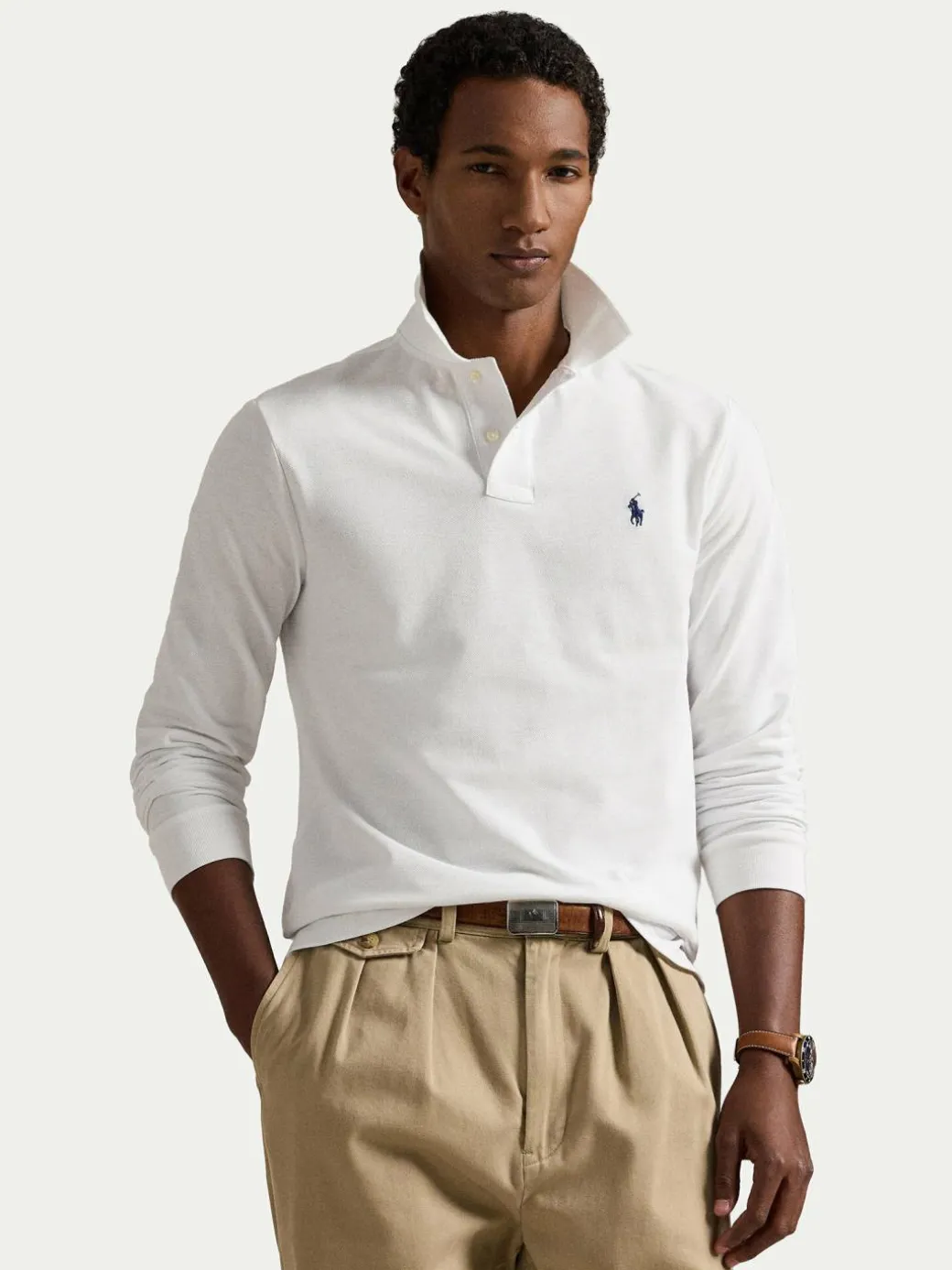 Polo 710680790001 Bianco Custom Slim Fit