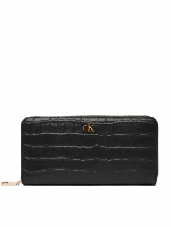 Portafoglio Ck Croc Long Zip Around LV04F1096G Nero