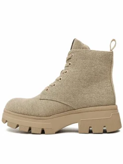 Scarponcini Chunky Combat Laceup Boot Co YW0YW01239 Beige