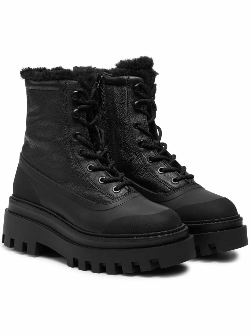 Scarponcini Flatform Lace Up Boot Padded YW0YW01557 Nero