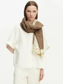 Scialle Linen Blend Emblem Pareo Scarf LV04F9021G Beige