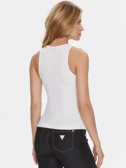 Top W4RP43 KAZH2 Bianco Slim Fit