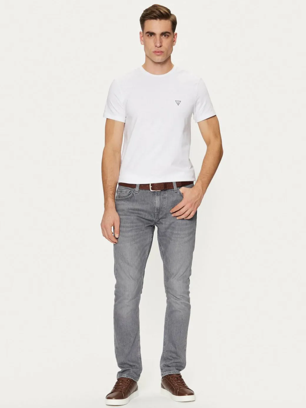 T-shirt Caleb U97M00 KCD31 Bianco Slim Fit