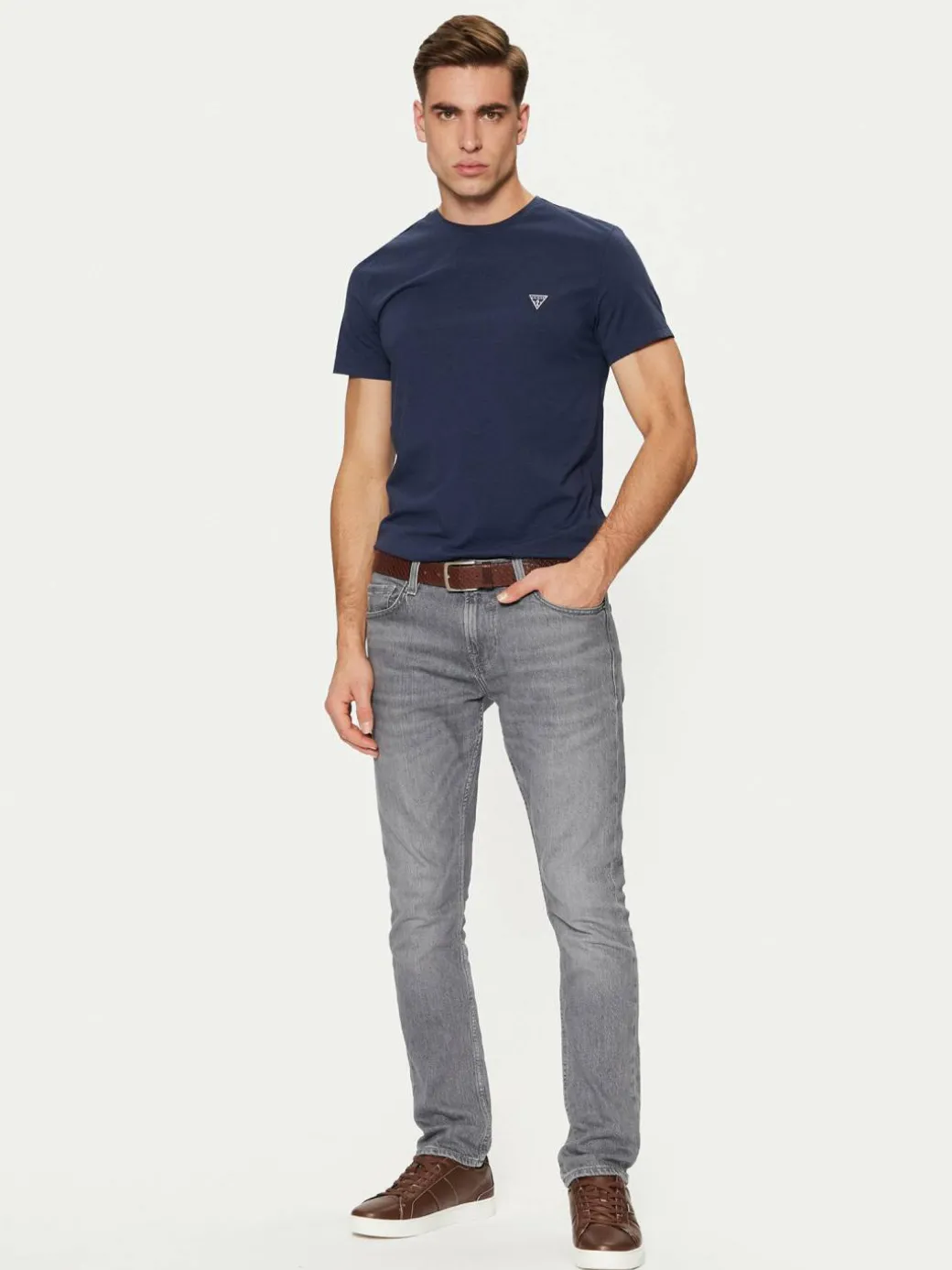 T-shirt Caleb U97M00 KCD31 Blu scuro Slim Fit