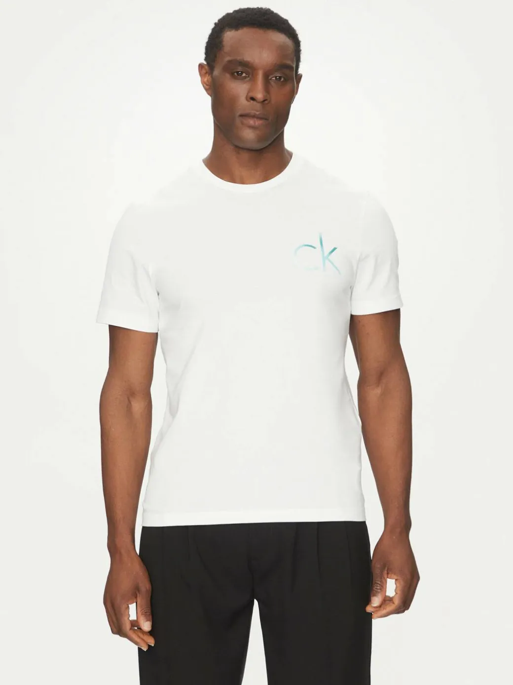 T-shirt Chest Logo K10K114146 Bianco Regular Fit