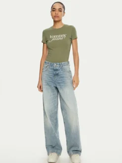 T-shirt Essential DW0DW19447 Verde Slim Fit