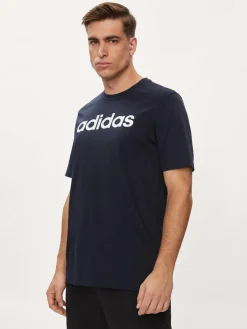 T-shirt Essentials Single Jersey Linear Embroidered Logo T-Shirt IC9275 Blu Regular Fit