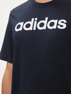 T-shirt Essentials Single Jersey Linear Embroidered Logo T-Shirt IC9275 Blu Regular Fit