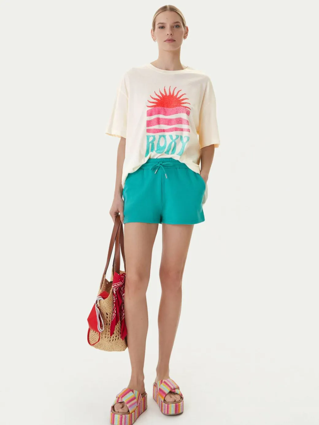 T-shirt Hangloose Poster ERJZT06090 Beige chiaro Loose Fit