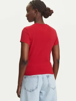 T-shirt Linear DW0DW21422 Rosso Slim Fit