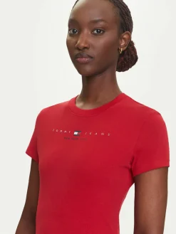 T-shirt Linear DW0DW21422 Rosso Slim Fit