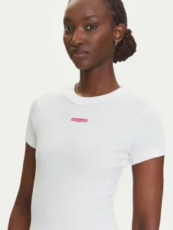 T-shirt Script Label DW0DW21402 Bianco Slim Fit