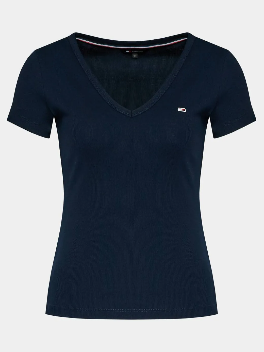 T-shirt Tjw Slim Essential Rib V Ss DW0DW17385 Blu scuro Slim Fit