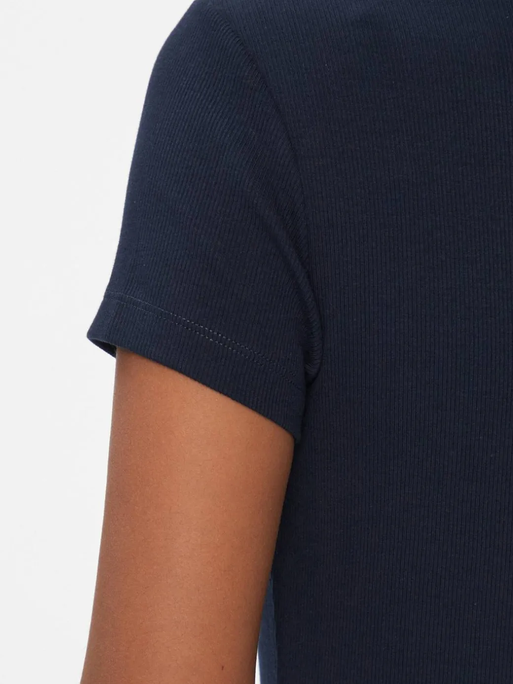 T-shirt Tjw Slim Essential Rib V Ss DW0DW17385 Blu scuro Slim Fit
