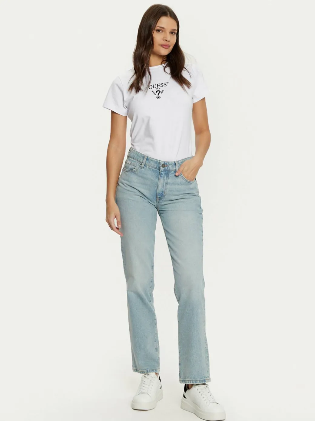 T-shirt V4YI21 KCDH1 Bianco Slim Fit