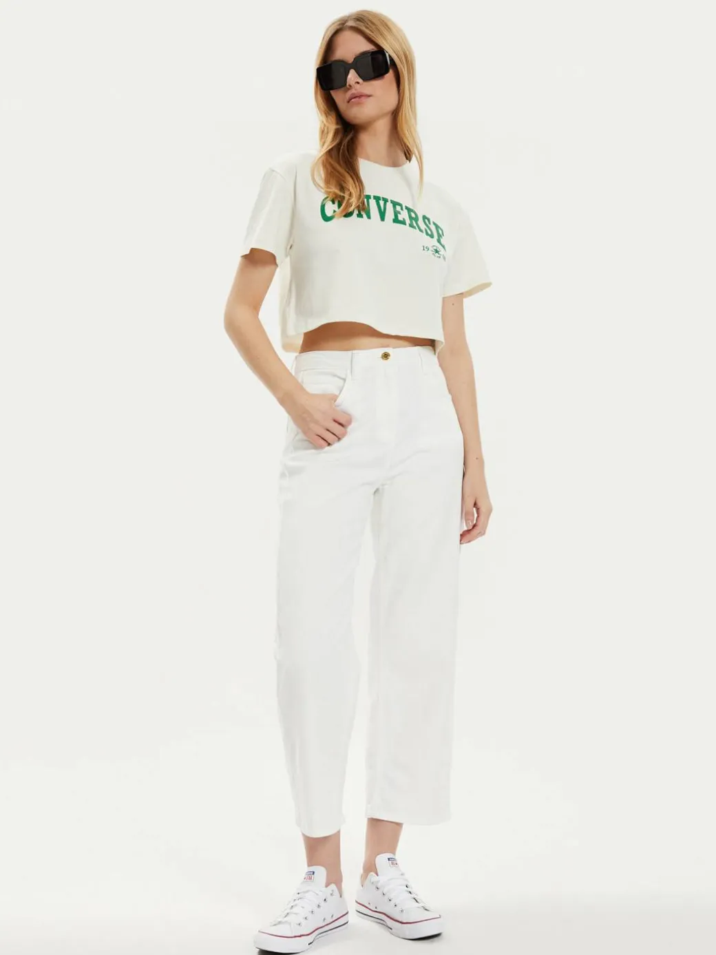 T-shirt W Retro Chuck Cropped Tee 10027151-A03 Écru Regular Fit