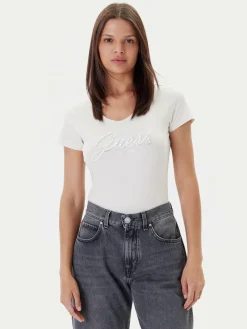 T-shirt W5YI46 J1314 Écru Slim Fit