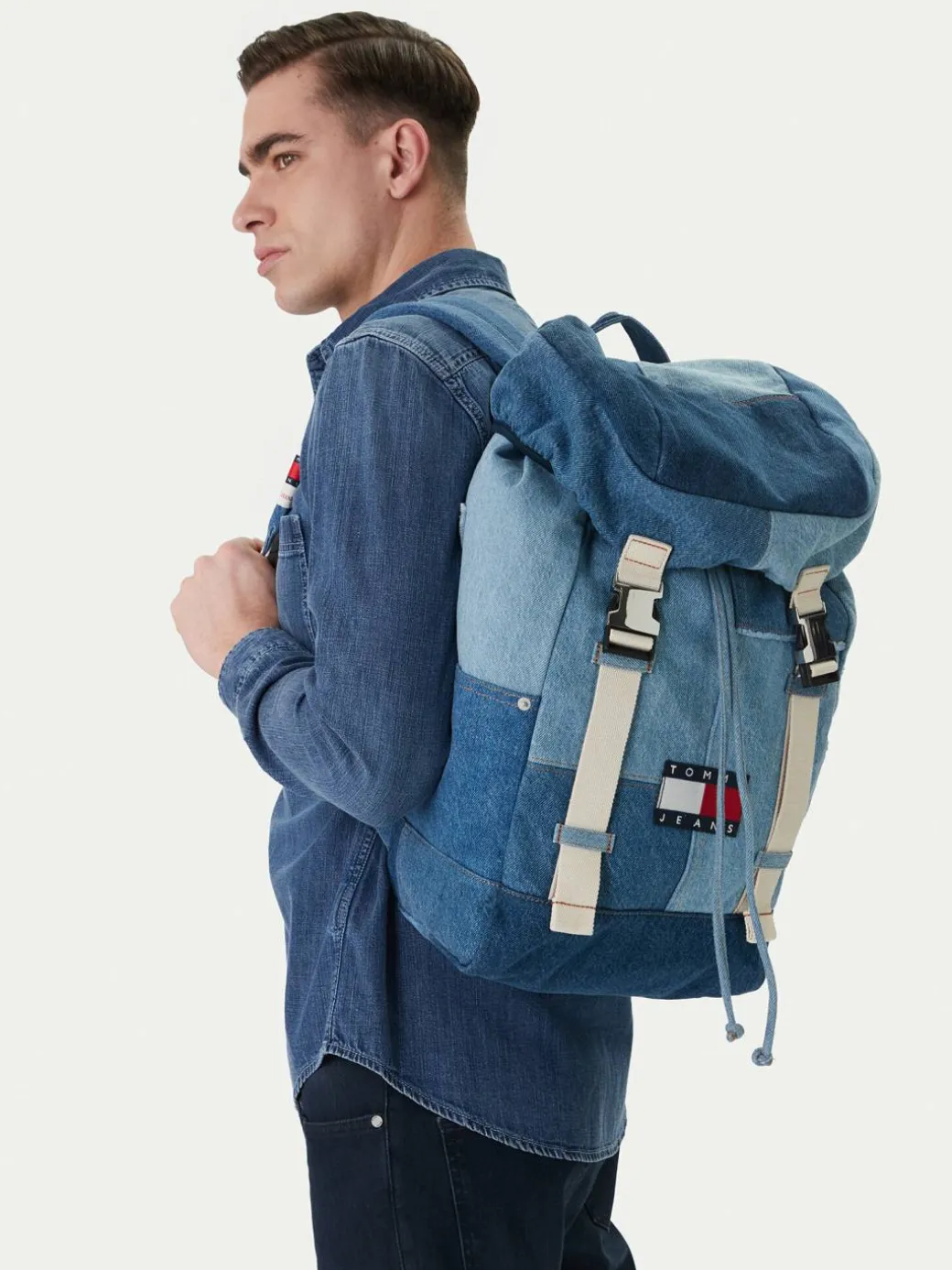 Zaino Tjm Denim Patchwork Backpack AM0AM14268 Blu